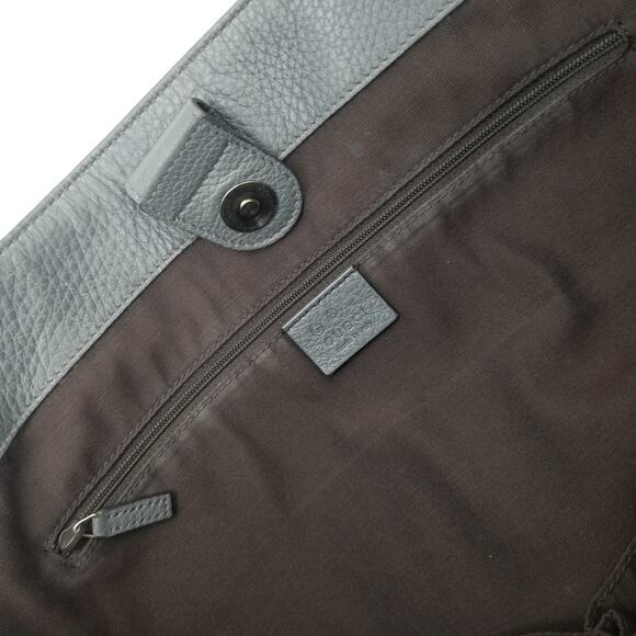 GUCCI Gray Leather Tote Large Bamboo Goldtone Double Strap - Picture 12 of 16